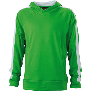 Sweat-shirt publicitaire uni à capuche homme   Vert Blanc